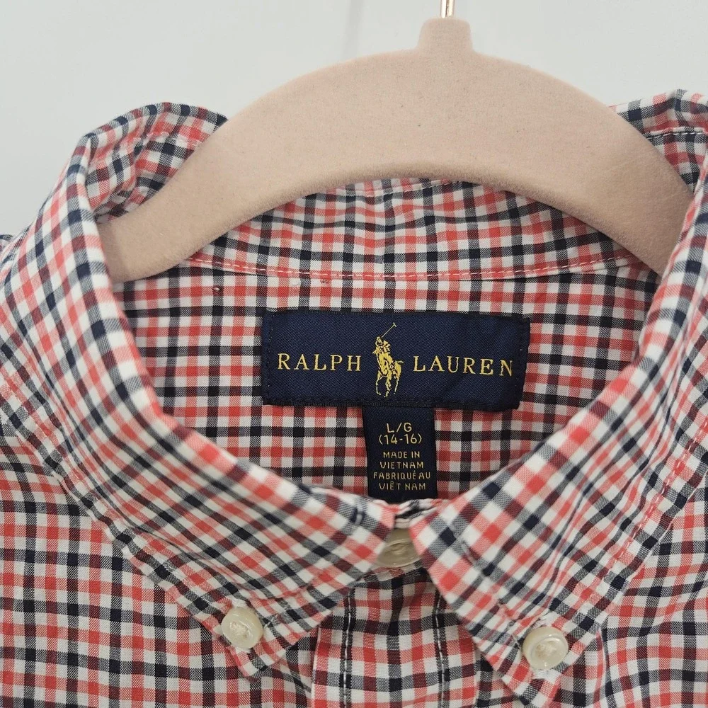 Ralph Lauren‎ Shirt Boys Large 14-16 Button Down Preppy Check Dress Casual